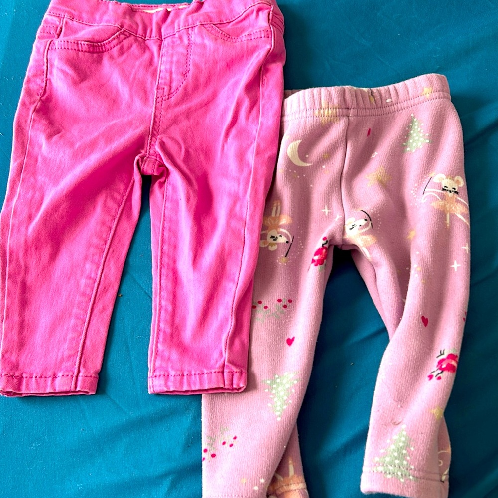 Levi's pink Jean leggings and purple leggings combo